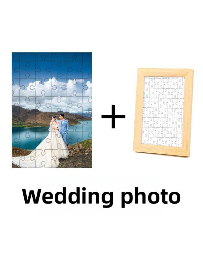 Wooden Puzzle Gift Wooden Photo Frame Couple Photo Gift Custom Color Box 1000 Piece 500 Adult Children's Toy-Color:520 With Photo Frame + Puzzle Scattered Delivery - Image 5